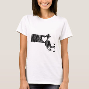 I Heart Massachusetts Grunge Outline State Love T-Shirt