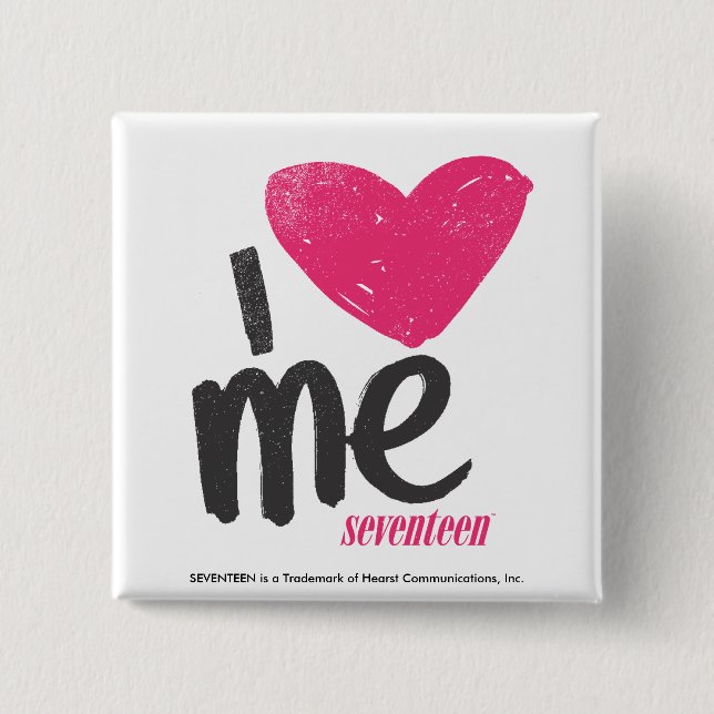 I Heart Me Magenta 2 Inch Square Button (Front)