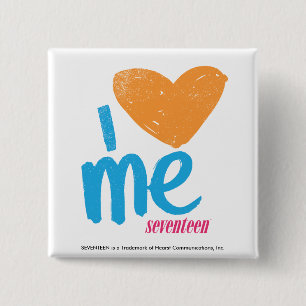 I Heart Me Orange/Aqua 2 Inch Square Button