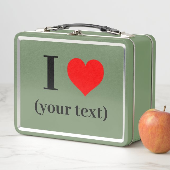I HEART! Metal Lunchbox - Green  (In Situ)