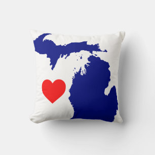 I heart Michigan great lake state Throw Pillow