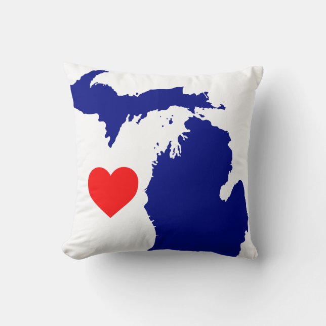 I heart Michigan great lake state Throw Pillow (Front)