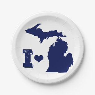 I heart Michigan Paper Plate