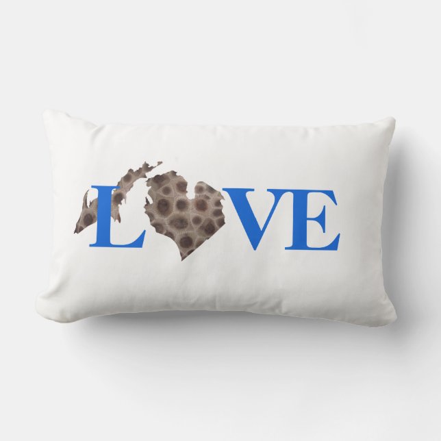 I heart Michigan - Petoskey stone Lumbar Pillow (Front)