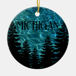 I heart  Michigan pride Great Lake State  Ceramic Ornament