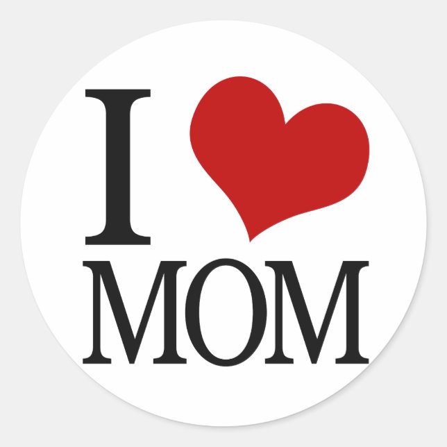 I Heart Mom (I Love Mom) Classic Round Sticker (Front)