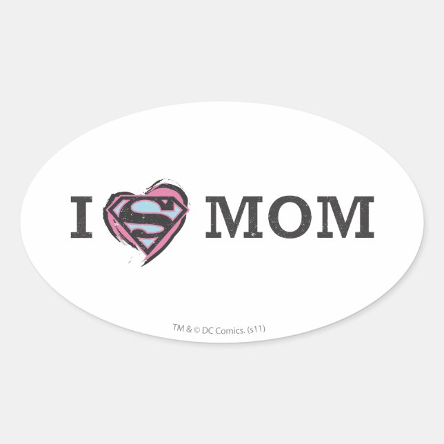 I Heart Mom Oval Sticker (Front)