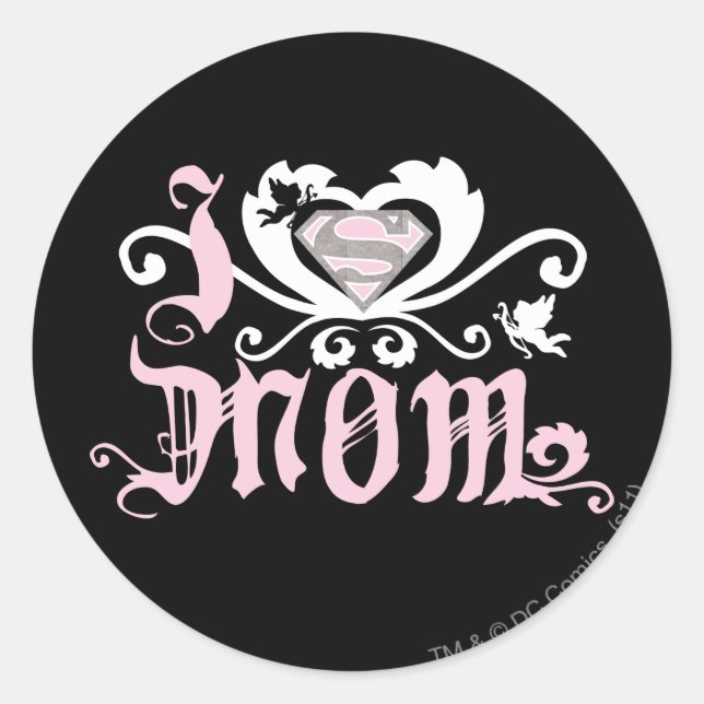 I Heart Mom  Pink Classic Round Sticker (Front)
