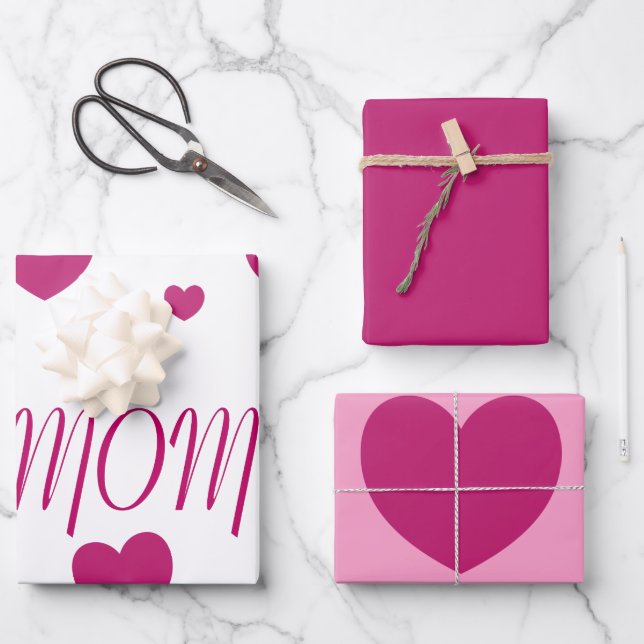I Heart MOM   Wrapping Paper Sheet (Front)