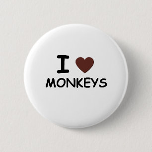 I HEART MONKEYS 2 INCH ROUND BUTTON