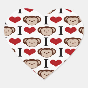 I Heart Monkeys I Love Monkey Valentines Gifts Heart Sticker