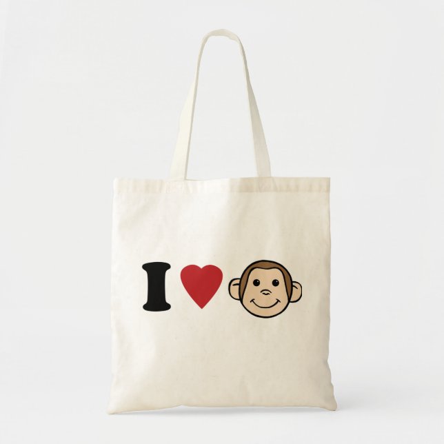 I Heart Monkeys Tote Bag (Front)
