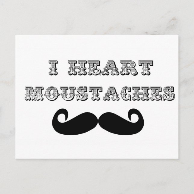 I Heart Moustaches Postcard (Front)