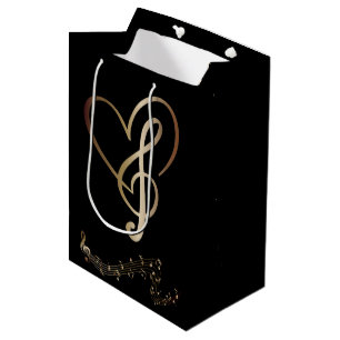 I Heart Music Gift Bag- Heart Music Notes Medium Gift Bag