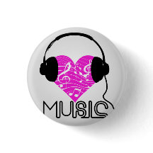 I Heart Music Round Button