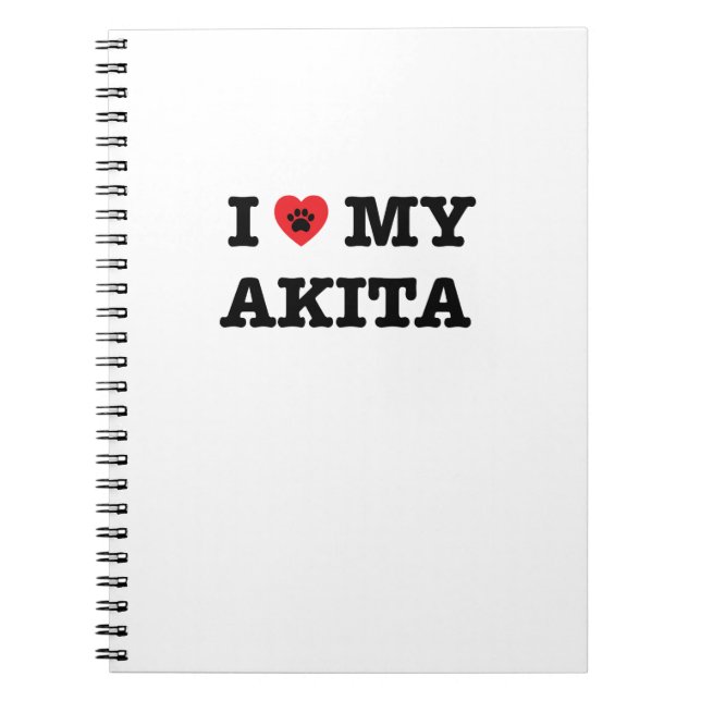 I Heart My Akita Notebook (Front)