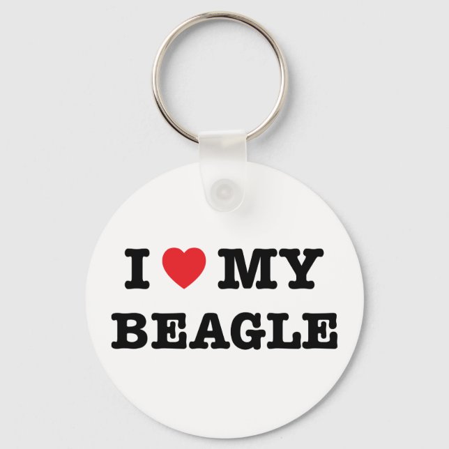 I Heart My Beagle Button Keychain (Front)