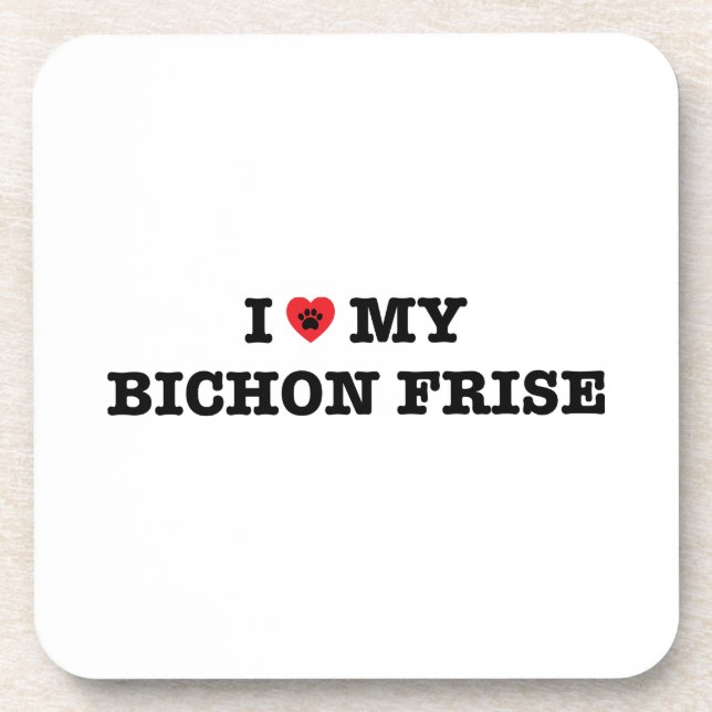 I Heart My Bichon Frise Coaster (Front)