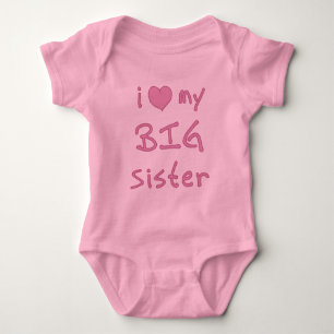 I Heart My Big Sister Love Baby Bodysuit