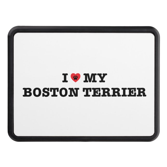 I Heart My Boston Terrier Trailer Hitch Cover (Front)