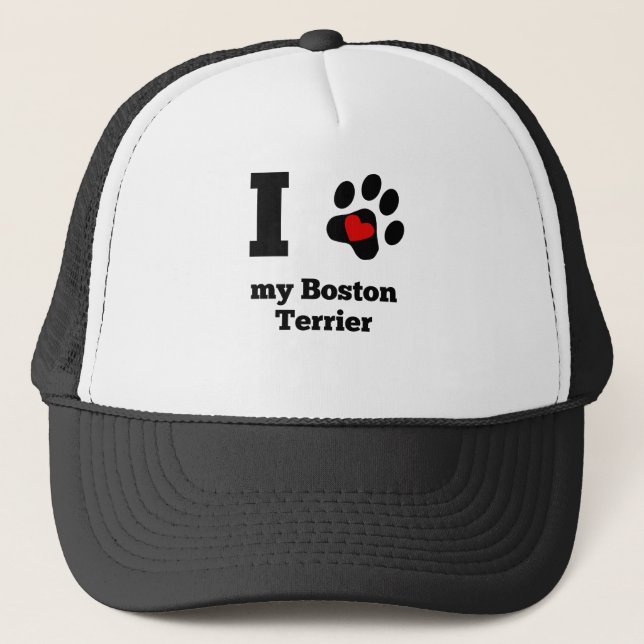 I Heart My Boston Terrier Trucker Hat (Front)
