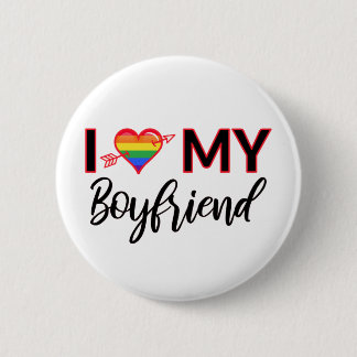 I Heart My Boyfriend Gay Valentines LGBTQ Pride 2 Inch Round Button
