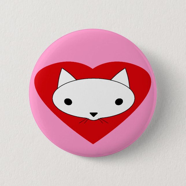 I heart my cat pink button pinback (Front)
