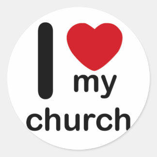 I Heart My Church Classic Round Sticker