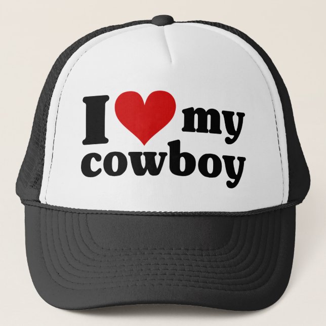 I Heart My Cowboy Trucker Hat (Front)