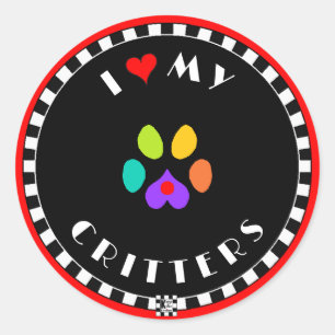I Heart My Critters Classic Round Sticker