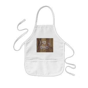 I Heart My Dad on Wood-Look Image Kids Apron