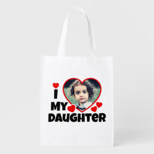 I Heart My Daughter Personalized Photo Reusable Grocery Bag