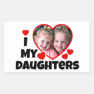 I Heart My Daughters Personalized Photo Sticker