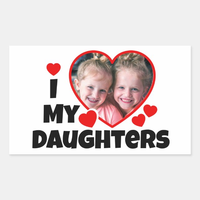 I Heart My Daughters Personalized Photo Sticker (Front)