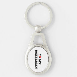 I Heart My Doberman Metal Keychain