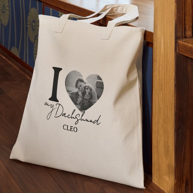 I Heart My Dog Custom Pet Photo and Name Sac fourr (Gift the perfect way to show off your pets with this I Heart My Dog Custom Pet Photo and Name Tote!)