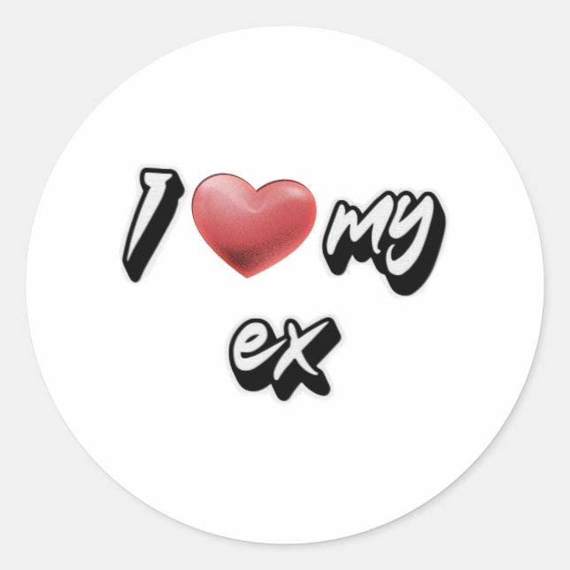 I heart my ex classic round sticker (Front)