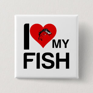 I HEART MY FISH 2 INCH SQUARE BUTTON