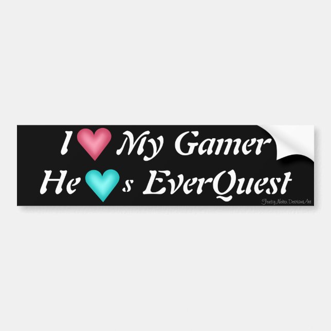 I Heart My Gamer - He Hearts Everquest Bumper Sticker (Front)