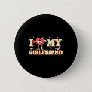 I Heart My Girlfriend Love Valentine Groovy Couple 2 Inch Round Button