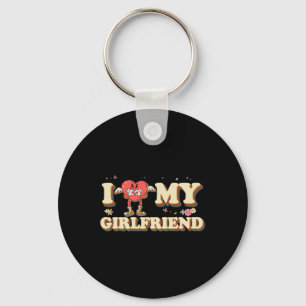 I Heart My Girlfriend Love Valentine Groovy Couple Keychain