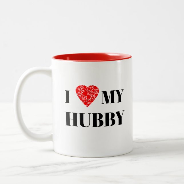 I heart my hubby | Gift to personalize Two-Tone Coffee Mug (Left)