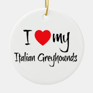 I Heart My Italian Greyhound Dogs Ceramic Ornament