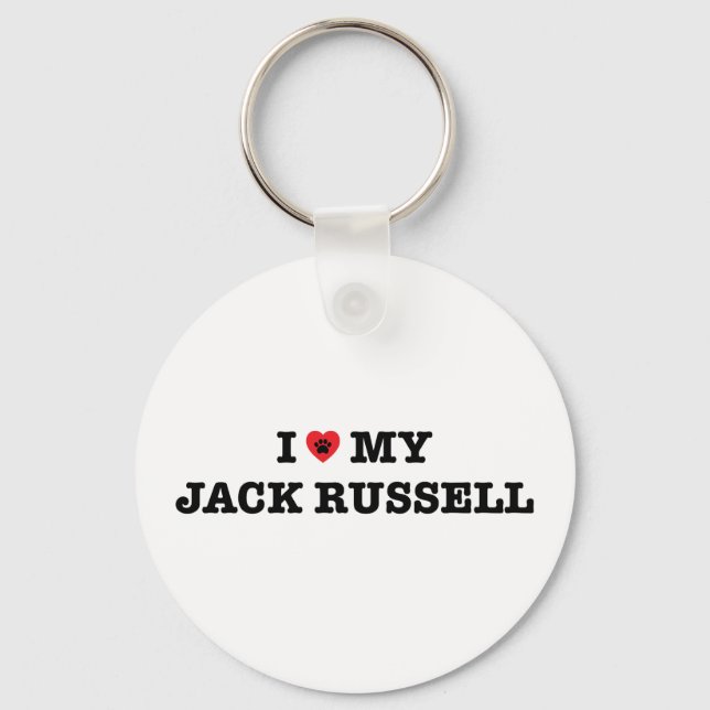 I Heart My Jack Russell Button Keychain (Front)