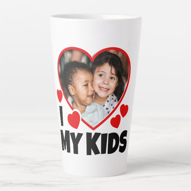 I Heart My Kids Personalized Photo Latte Mug (Front)