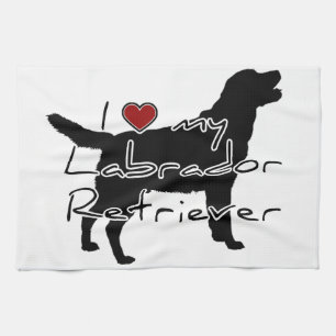 I "heart" my Labrador Retriever" words with graphi Kitchen Towel