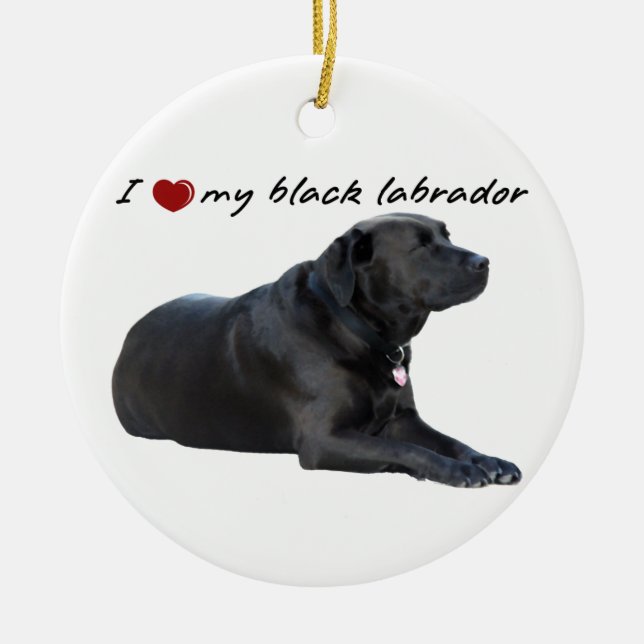 I "heart" my Labrador Retriever" words with photo Ceramic Ornament (Front)