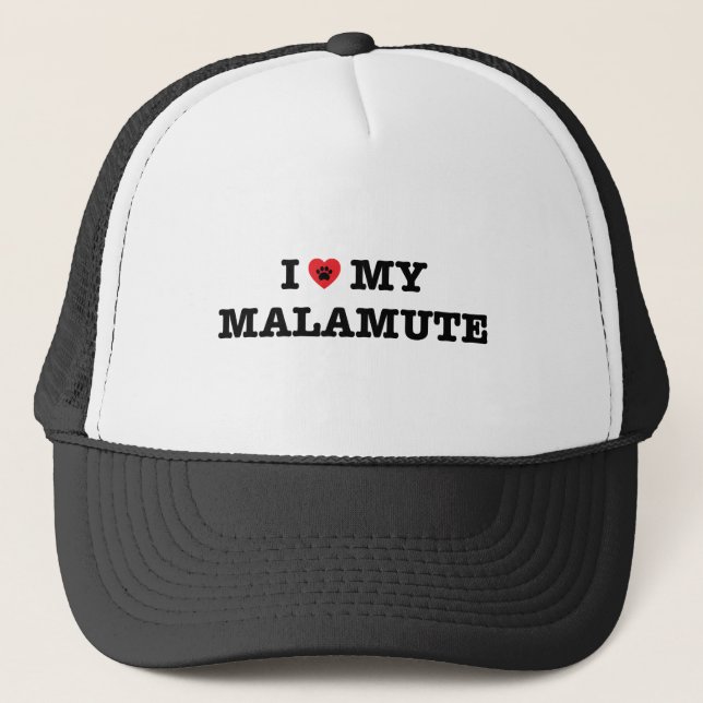 I Heart My Malamute Trucker Hat (Front)