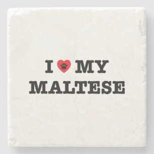 I Heart My Maltese Stone Coaster