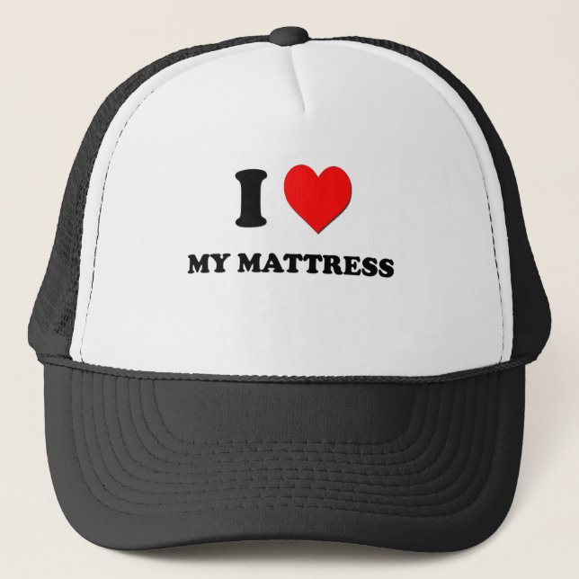 I Heart My Mattress Trucker Hat (Front)